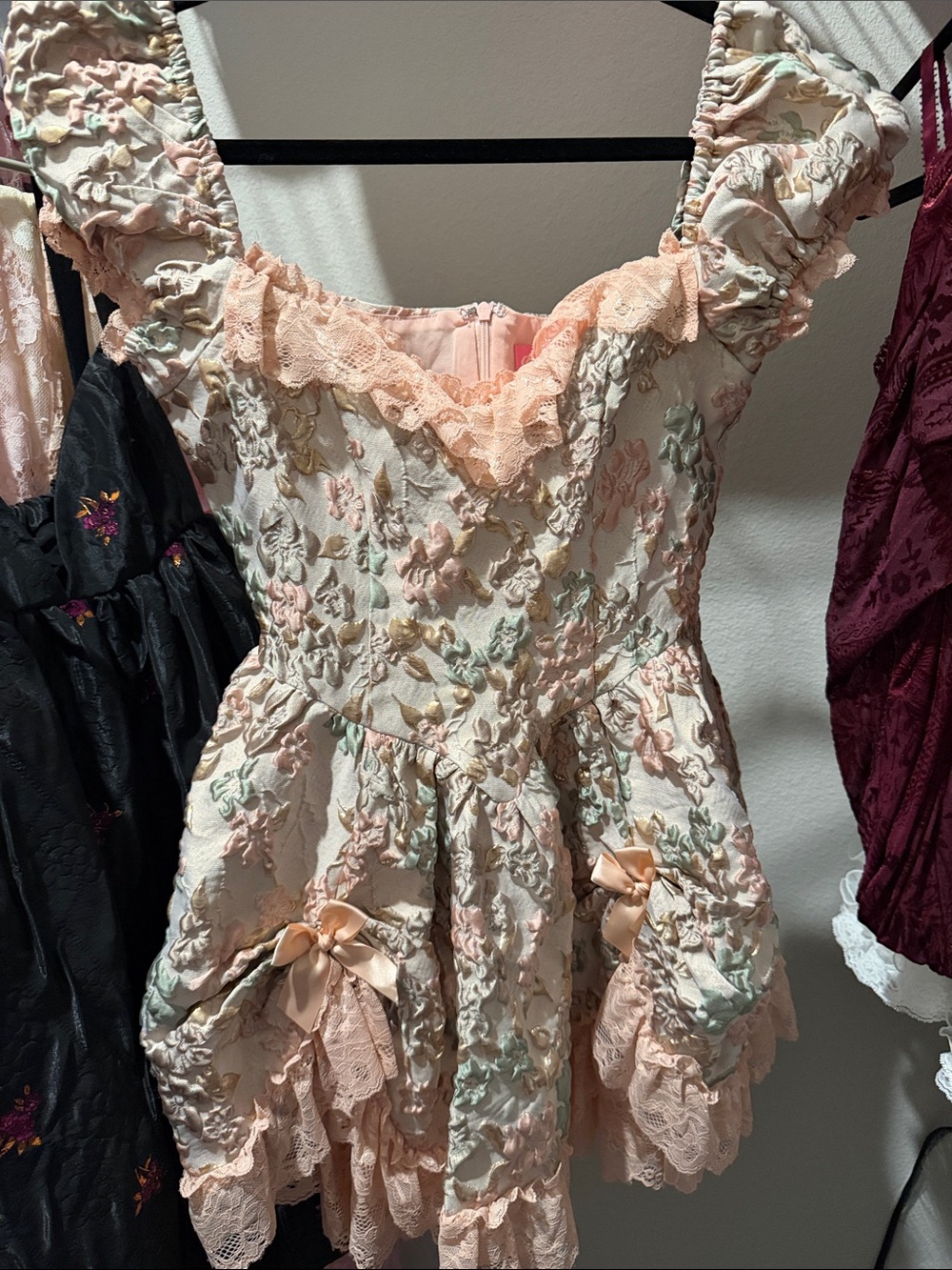 Pink Floral Lace Party Dress